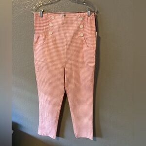 Unique Vintage Pink Gingham High-Waisted Pants NWT